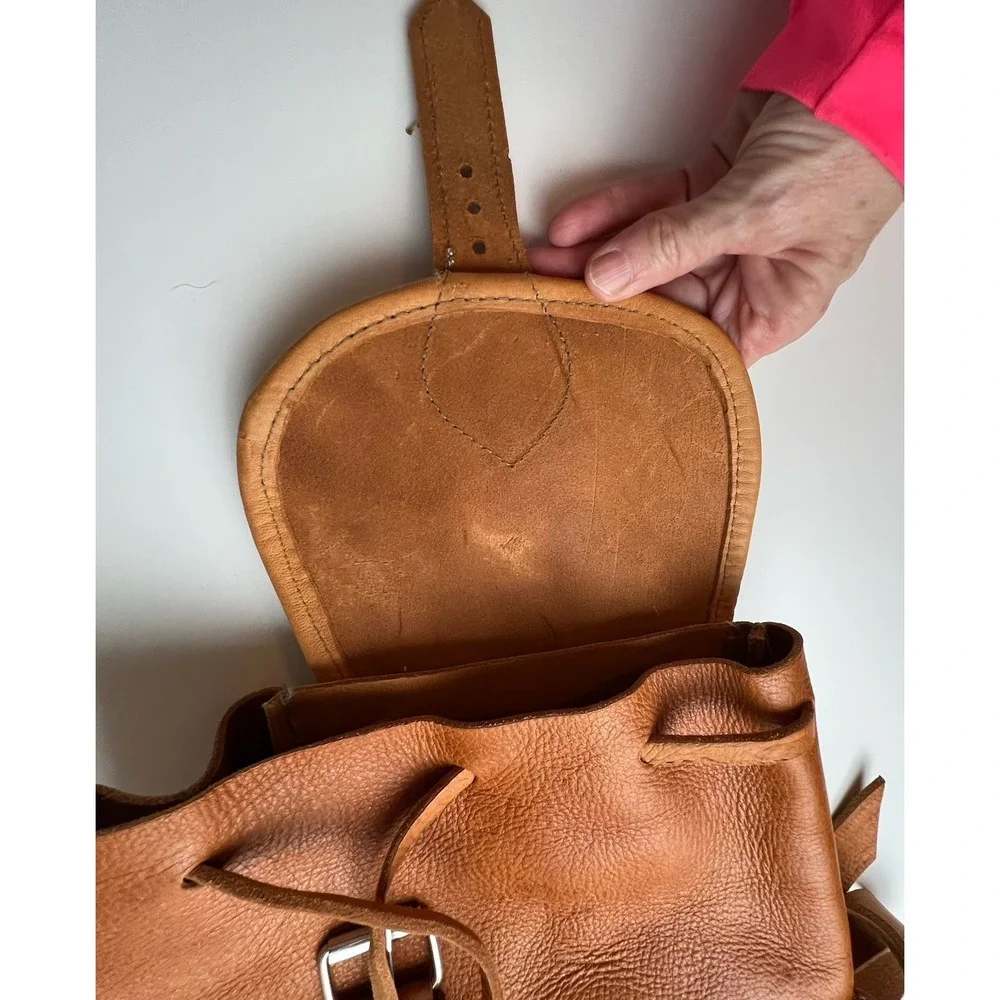 Unbranded handmade leather backpack brown
